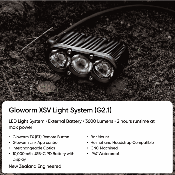 GLOWORM XSV LIGHT SYSTEM dviračio žibintas | S-Sportas