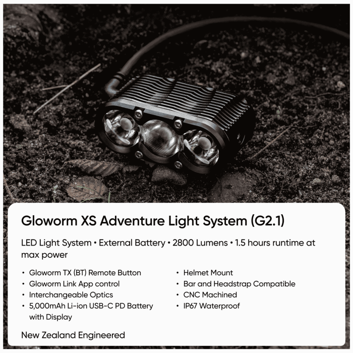 GLOWORM XS Light System (G2.1) dviračio žibintas